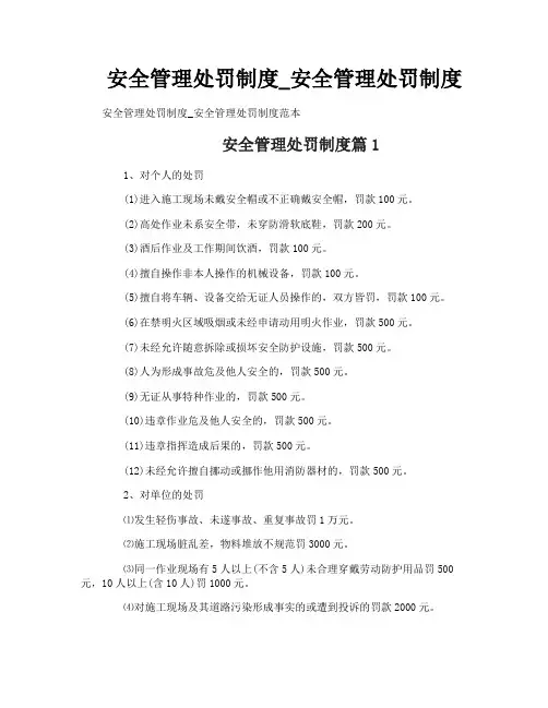 安全管理处罚制度_安全管理处罚制度