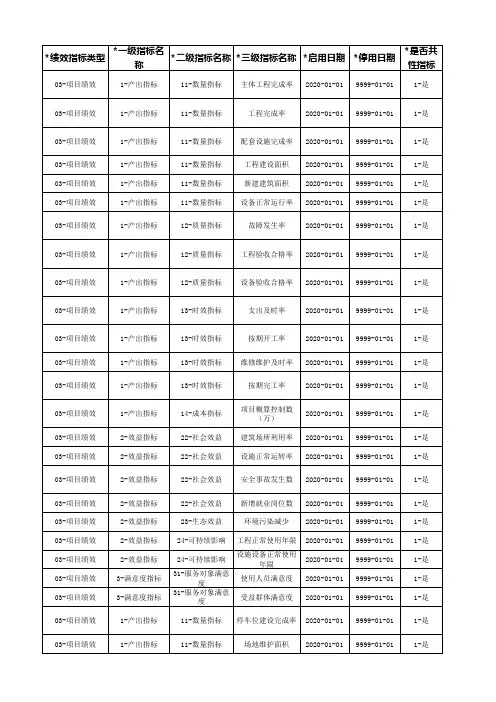 基建类项目预算绩效指标