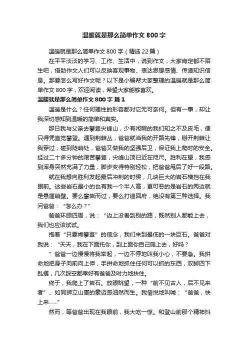 温暖就是那么简单作文800字（精选22篇）