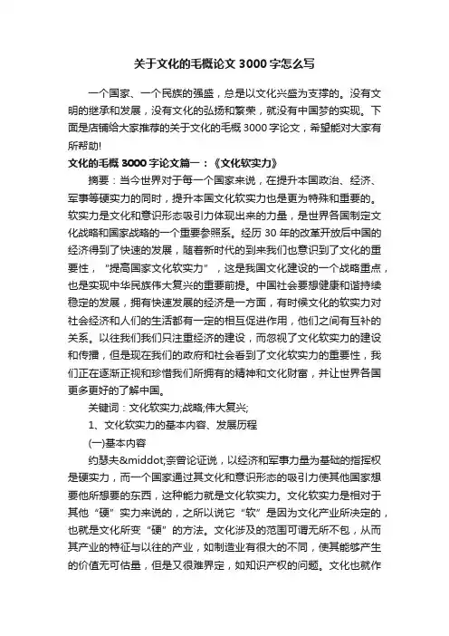 关于文化的毛概论文3000字怎么写