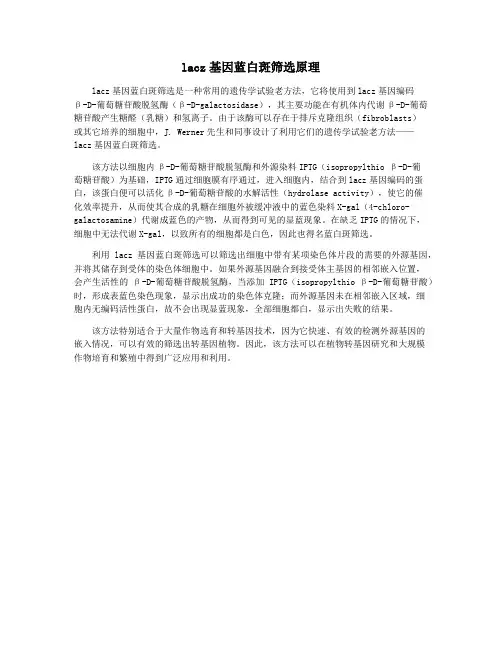 lacz基因蓝白斑筛选原理