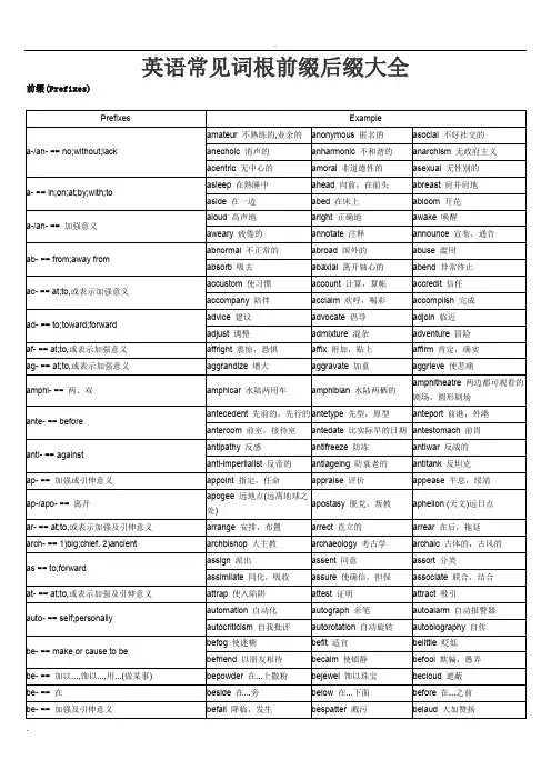 常见词根前后缀