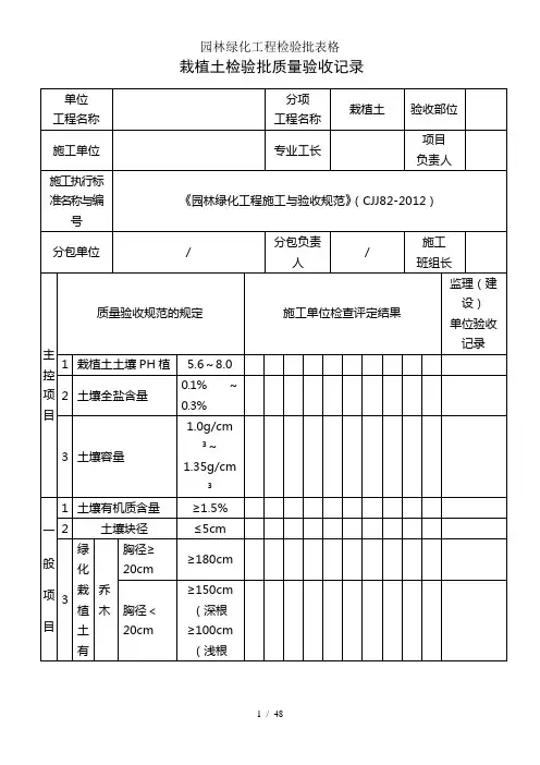园林绿化工程检验批表格