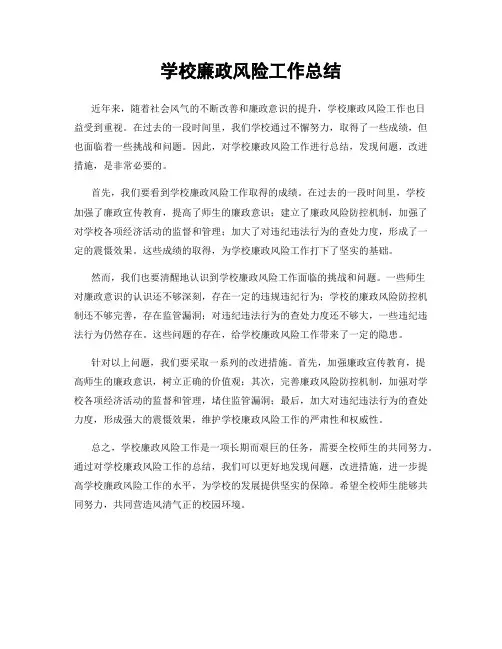 学校廉政风险工作总结