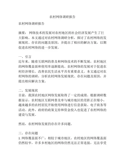 农村网络调研报告