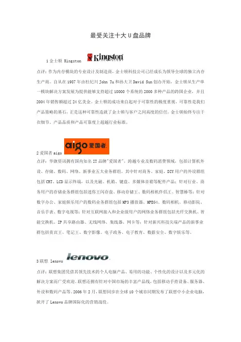 最受欢迎的U盘品牌(带图标)