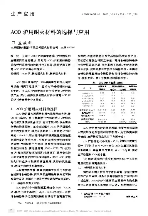 AOD炉用耐火材料的选择与应用