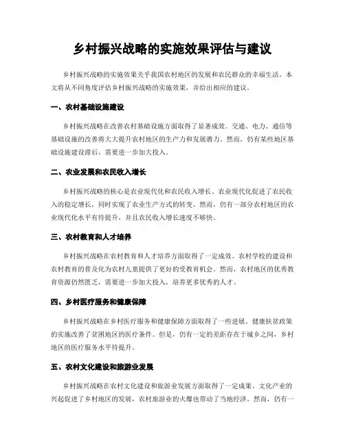 乡村振兴战略的实施效果评估与建议
