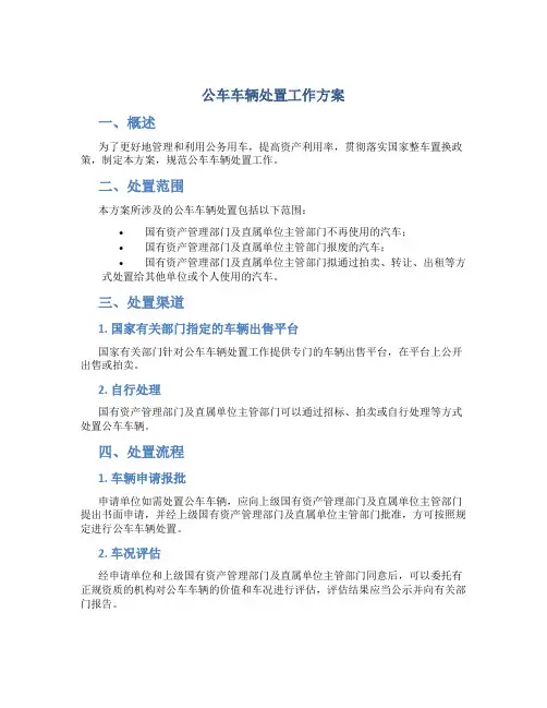 公车车辆处置工作方案