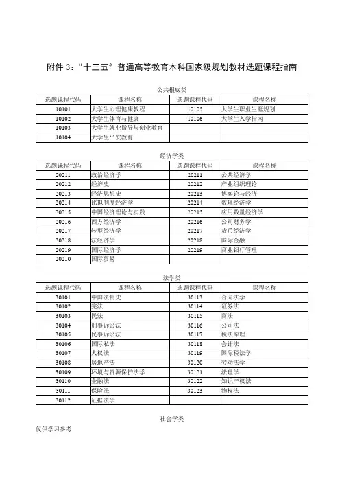 十三五普通高等教育本科国家级规划教材选题课程
