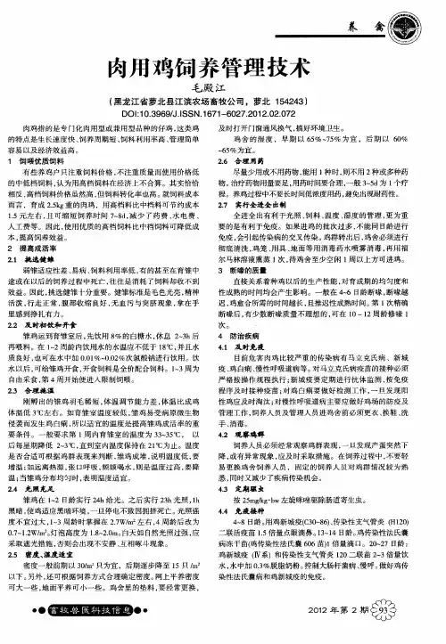 肉用鸡饲养管理技术