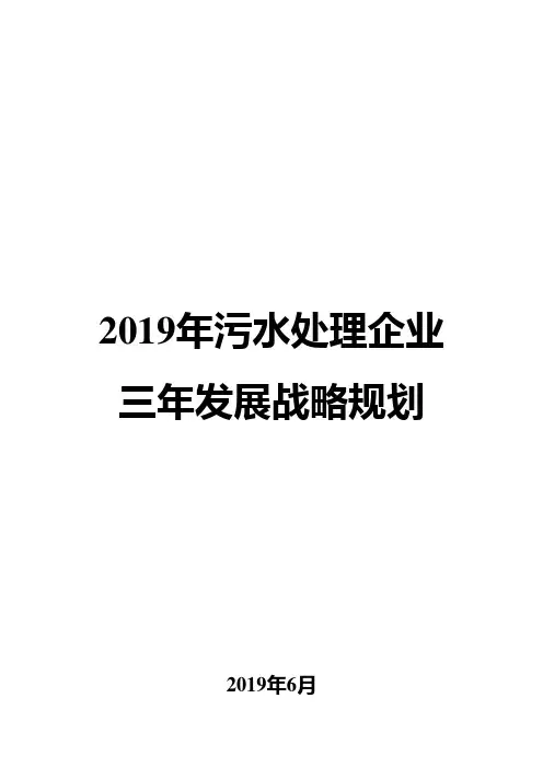 2019年污水处理企业三年发展战略规划