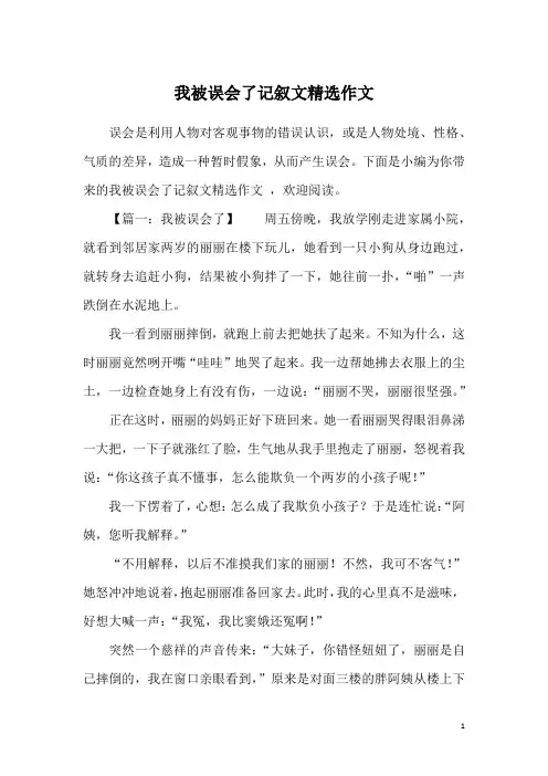 我被误会了记叙文精选作文