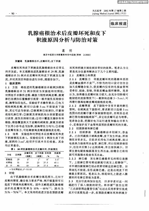 乳腺癌根治术后皮瓣坏死和皮下积液原因分析与防治对策
