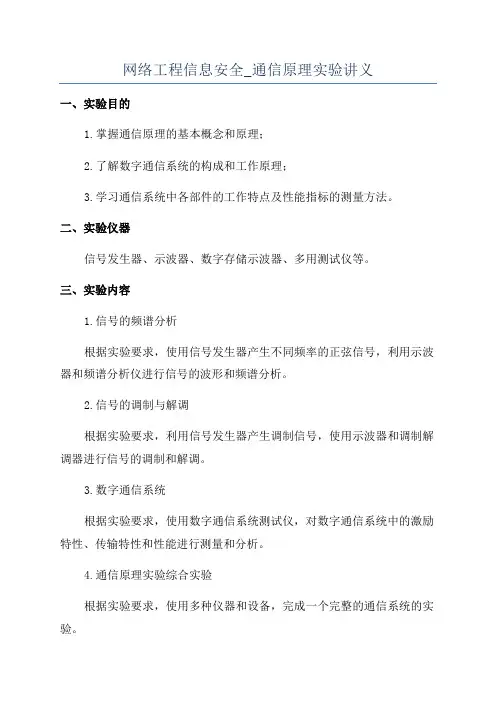 网络工程信息安全_通信原理实验讲义