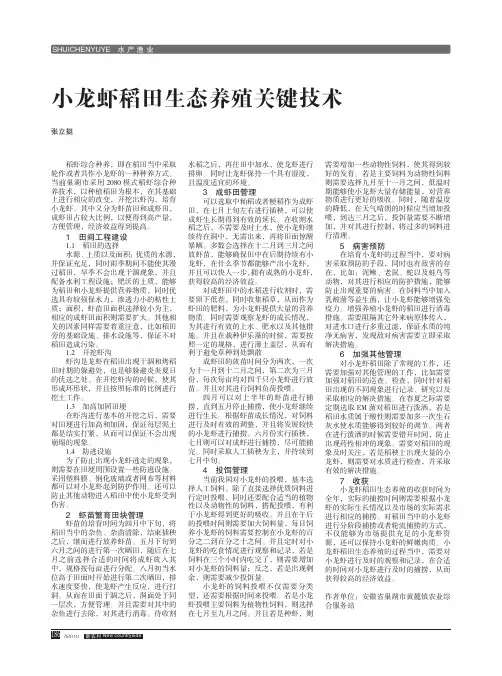 小龙虾稻田生念养殖关键技术