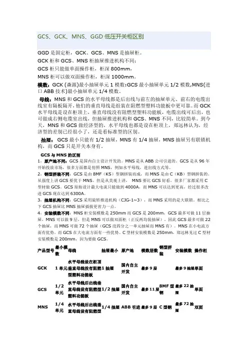 GCS,GCK,MNS低压开关柜的区别