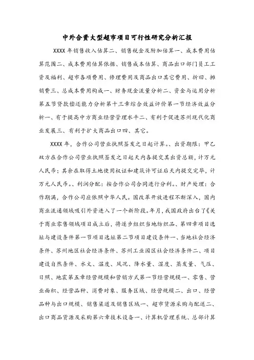 中外合资大型超市项目可行性研究分析汇报.doc