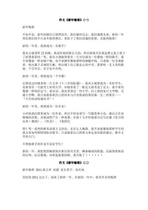 作文《新年畅想》