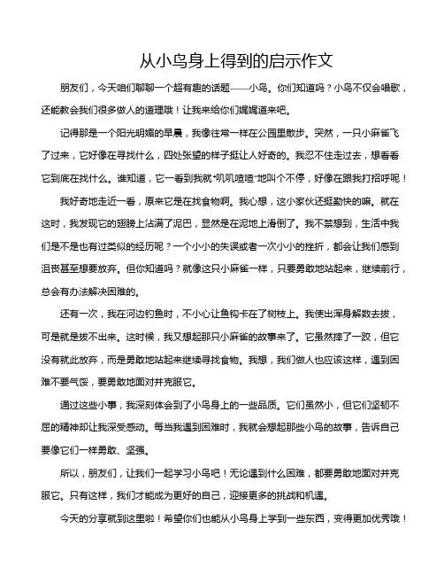 从小鸟身上得到的启示作文