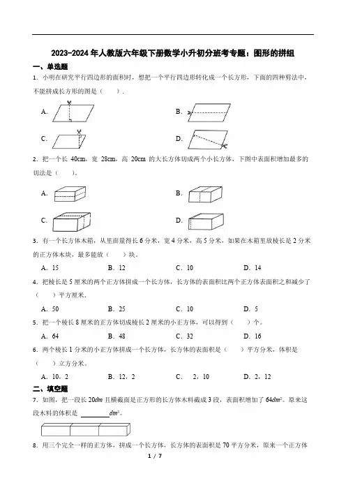 20240725小升初分班考试每日专项练习(九)图形的拼组(含答案)