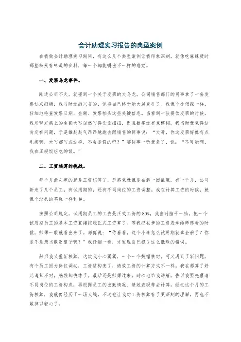 会计助理实习报告的典型案例
