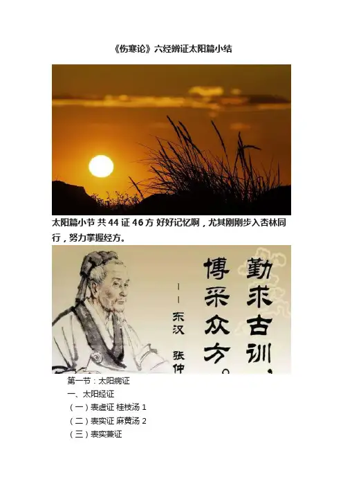《伤寒论》六经辨证太阳篇小结