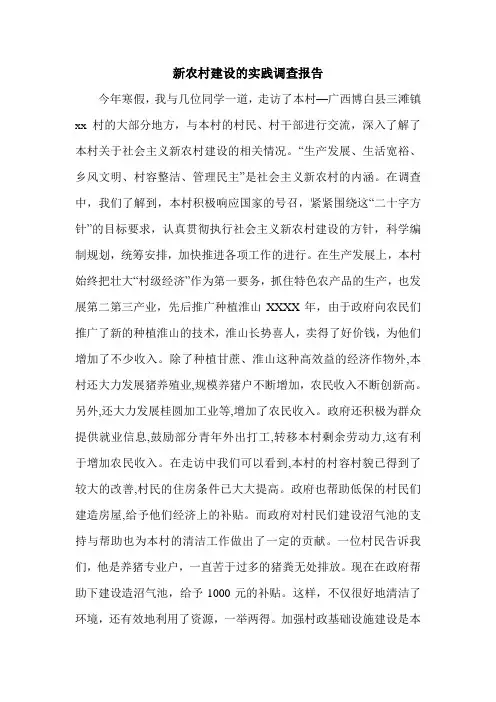 新农村建设的实践调查报告
