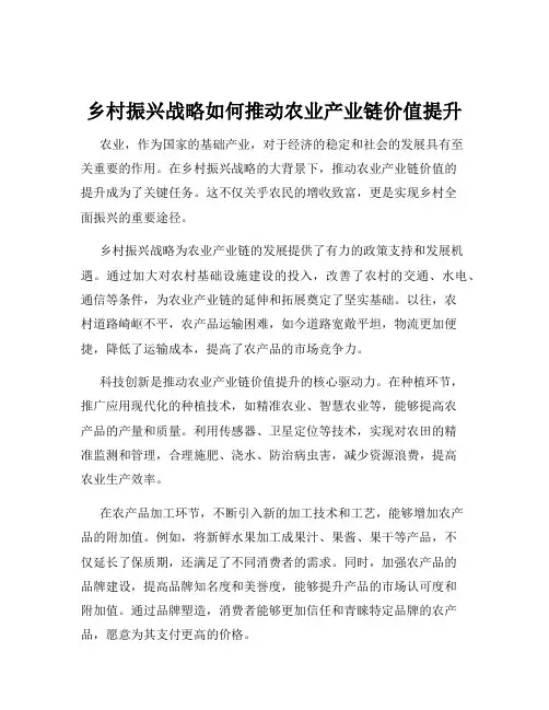 乡村振兴战略如何推动农业产业链价值提升
