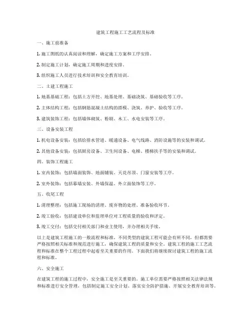 建筑工程施工工艺流程及标准