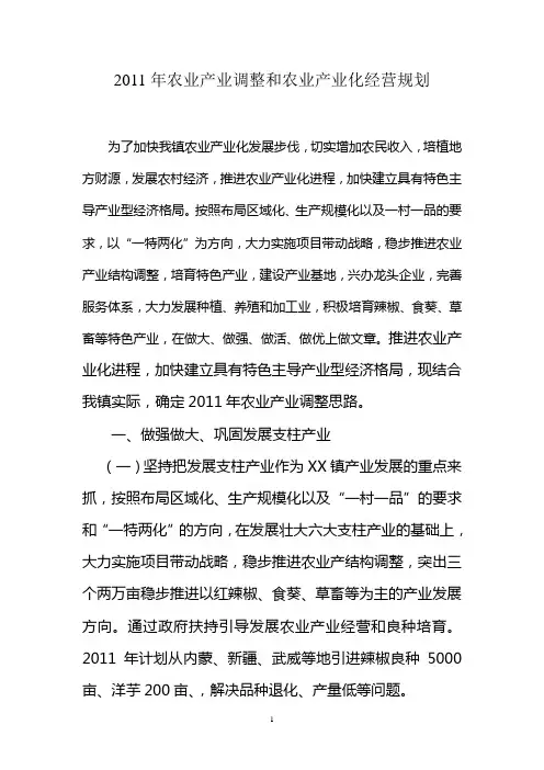 XX镇2009年农业产业调整思路