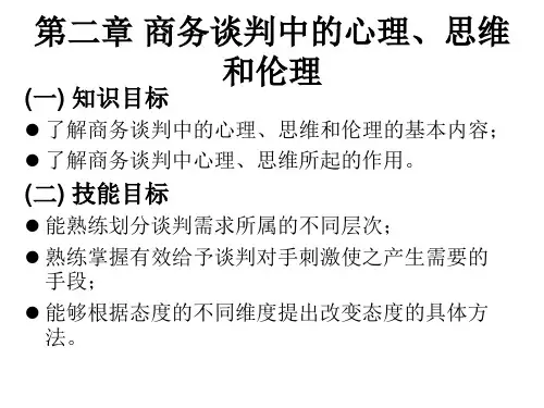 第二章商务谈判中的心理、思维和伦理
