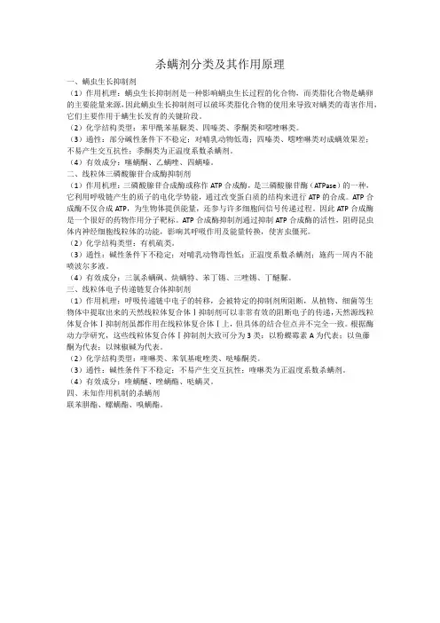 农药杀螨剂分类