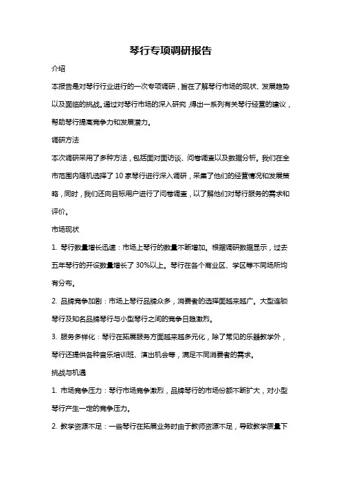 琴行专项调研报告