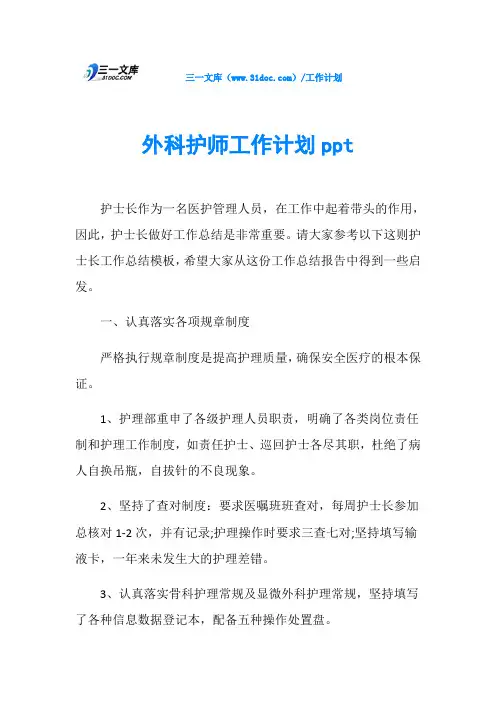 外科护师工作计划ppt