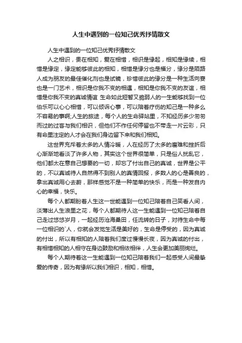 人生中遇到的一位知己优秀抒情散文
