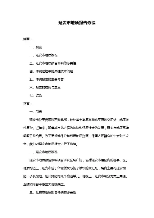 延安市地质报告修编
