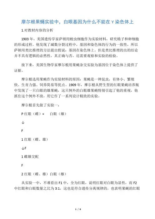 摩尔根果蝇实验中白眼基因为何不能在Y染色体上