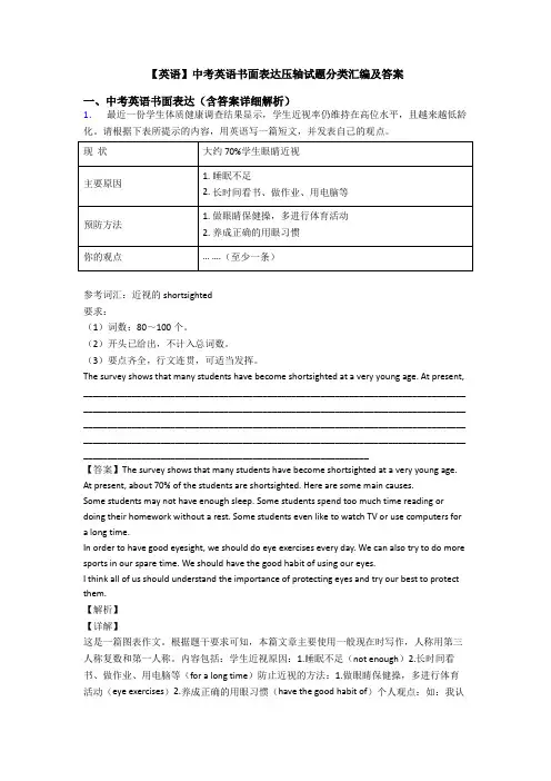 【英语】中考英语书面表达压轴试题分类汇编及答案