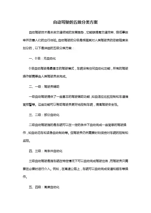 自动驾驶的五级分类方案