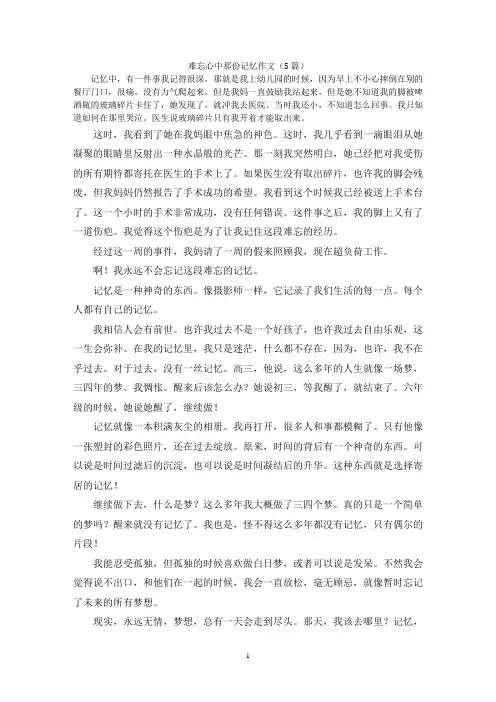 难忘心中那份记忆作文(5篇)