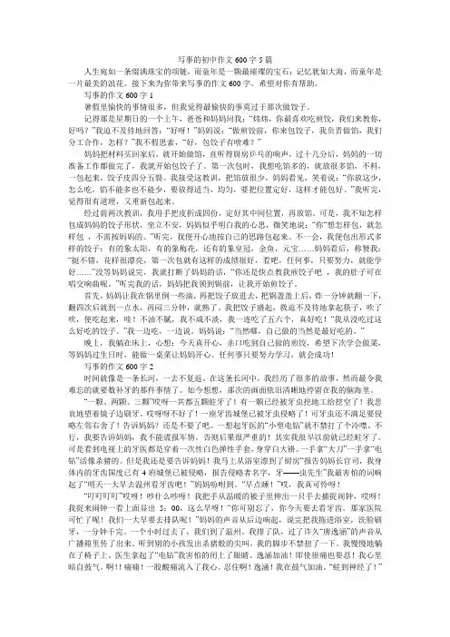 写事的初中作文600字5篇