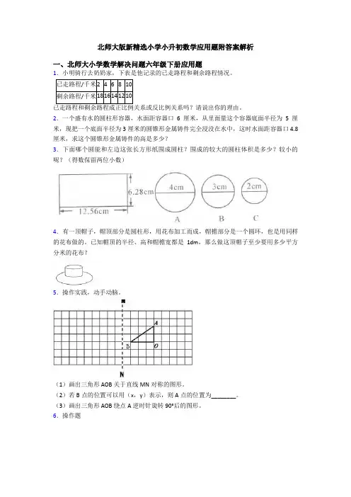 北师大版新精选小学小升初数学应用题附答案解析