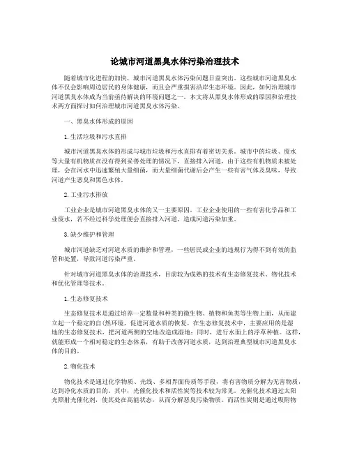 论城市河道黑臭水体污染治理技术