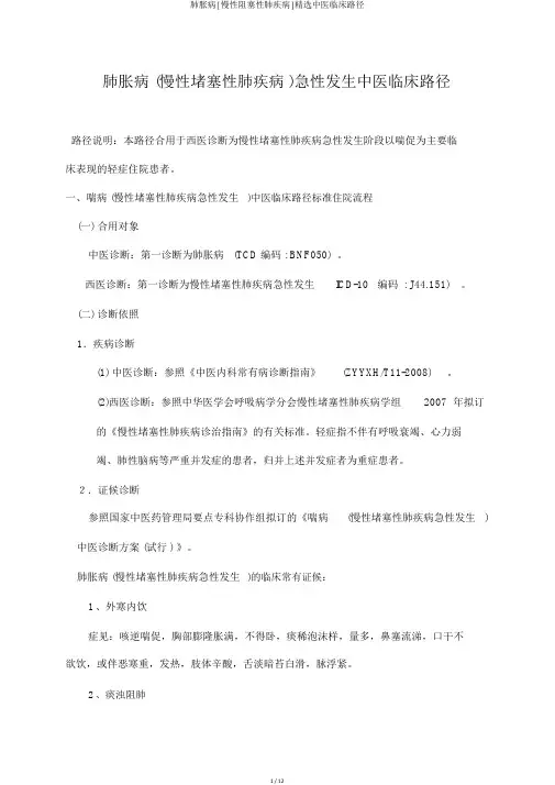 肺胀病[慢性阻塞性肺疾病]中医临床路径