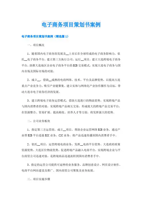 电子商务项目策划书案例