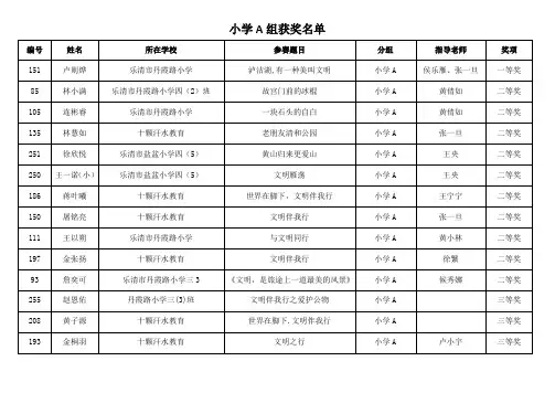 小学A组获奖名单