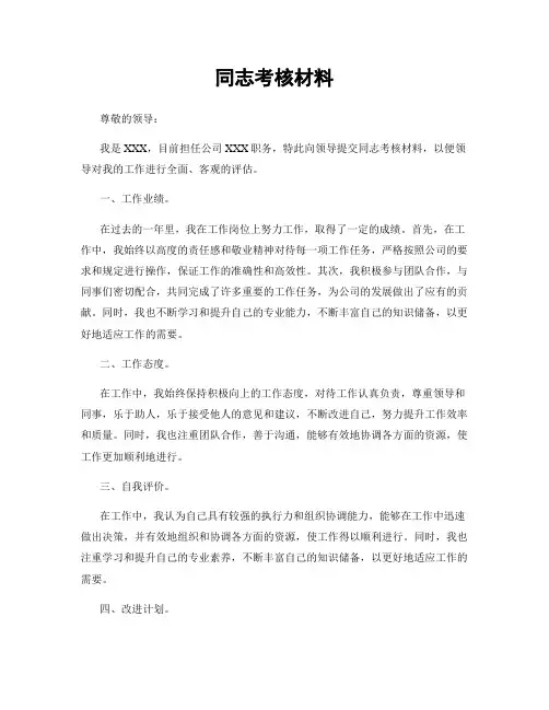 同志考核材料