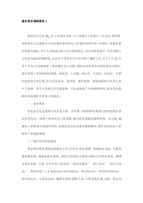 城乡供水调研报告1