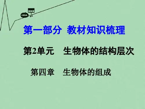 【中考面对面】2016届中考生物 第一部分 教材知识梳理 第2单元 第4章 生物体的组成复习课件 苏教版